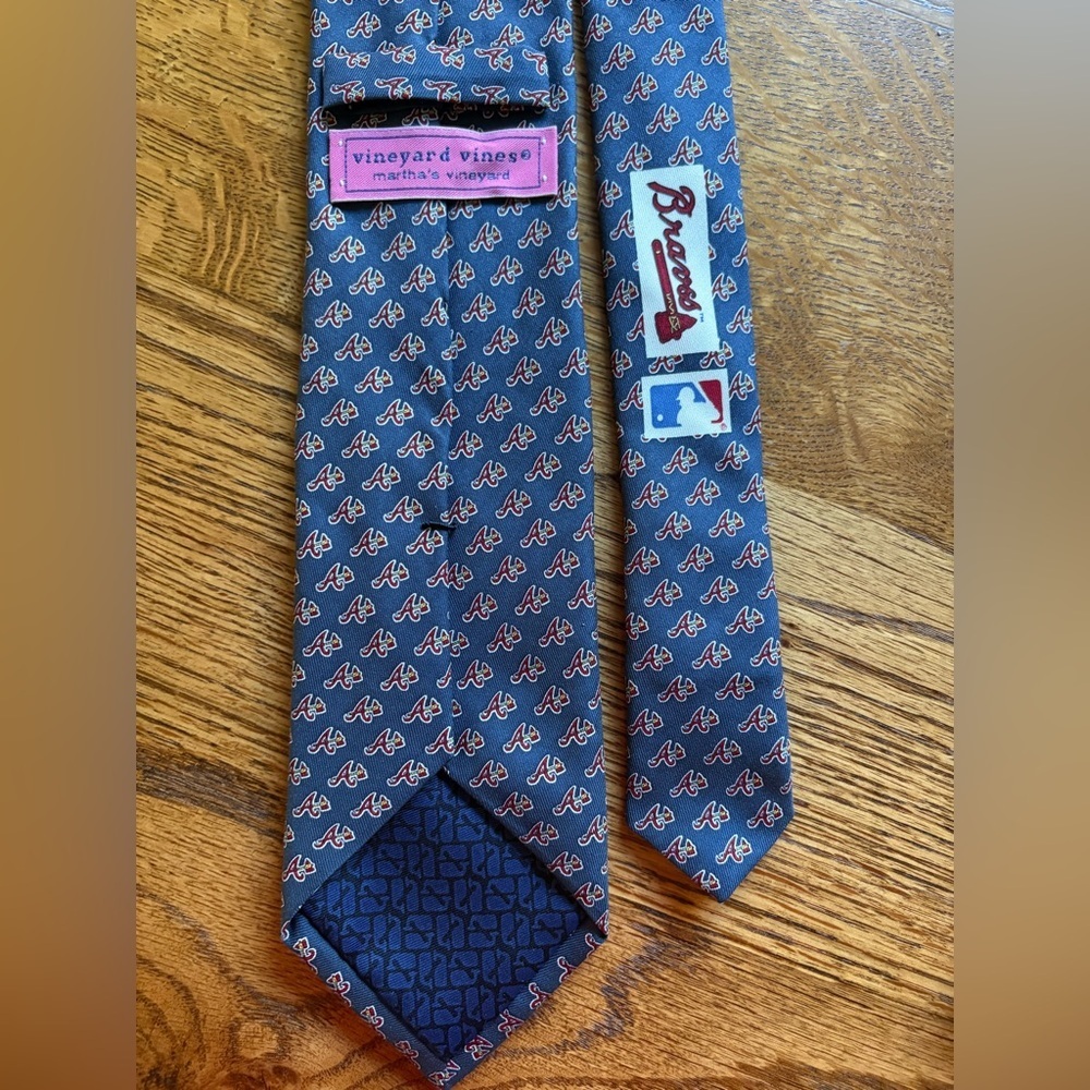 Licensed Vineyard Vines Atlanta Braves Tie-mens- navy background-100% silk